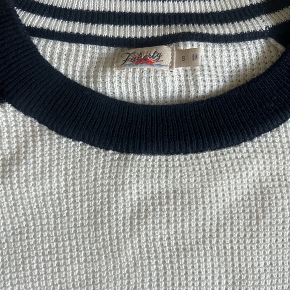 Faherty Throwback Waffle Crewneck Cotton & Cashmere Navy & Cream Sweater Size S - Picture 5 of 6